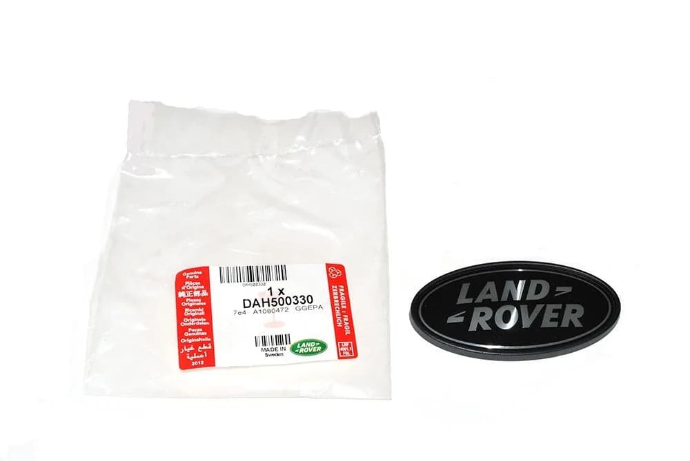 Land Rover Rear Body Oval Badge Black on Silver | Genuine Part DAH500330 - main product image