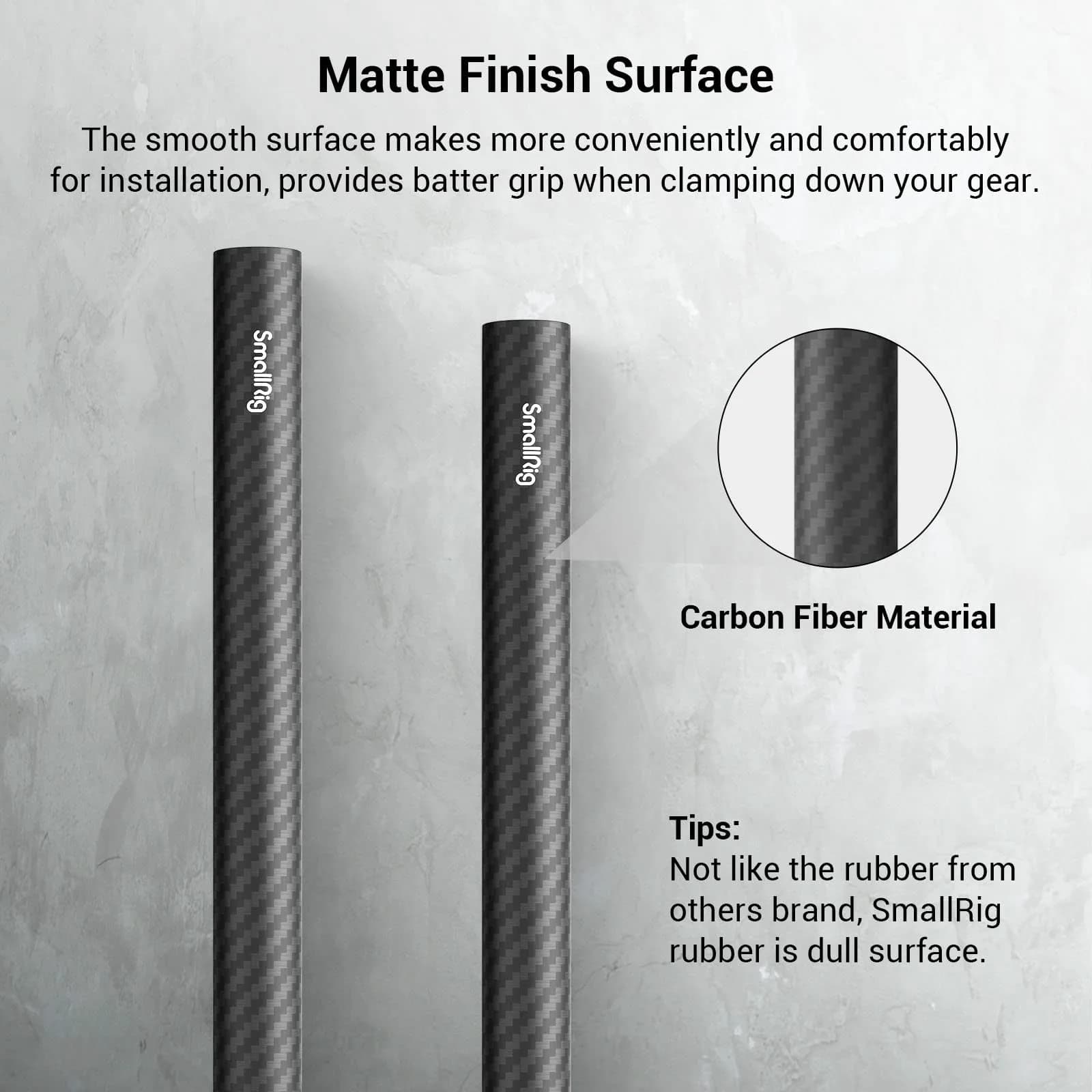 SMALLRIG 15mm Carbon Fiber Rod (Non-Thread), 20cm (8") Long, Pack of 2 | Lightweight & Rigid Camera Support - view 3
