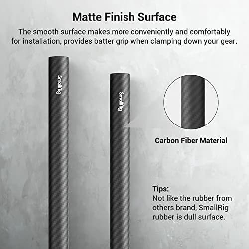 SMALLRIG 15mm Carbon Fiber Rod (Non-Thread), 20cm (8") Long, Pack of 2 | Lightweight & Rigid Camera Support thumbnail 3