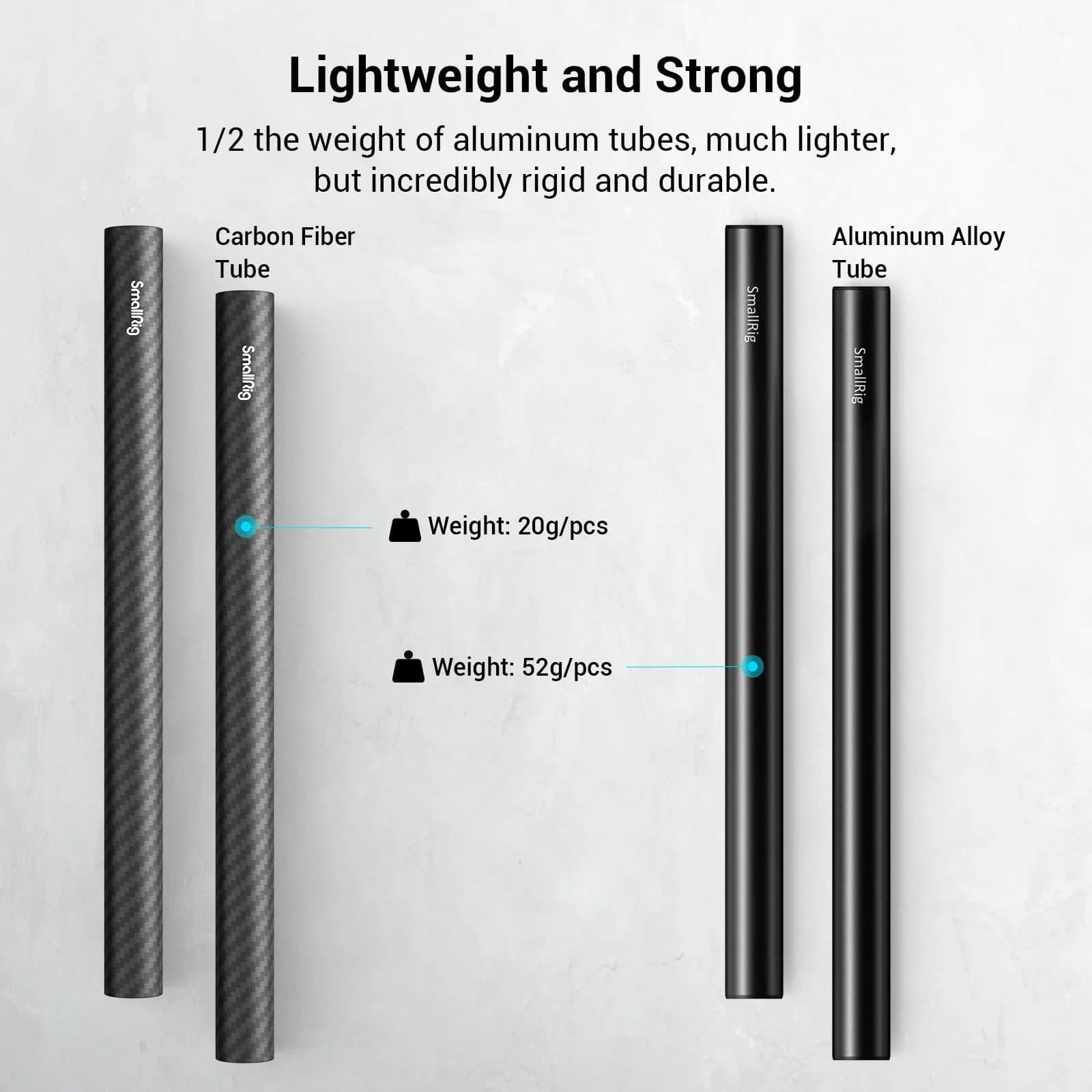 SMALLRIG 15mm Carbon Fiber Rod (Non-Thread), 20cm (8") Long, Pack of 2 | Lightweight & Rigid Camera Support - view 4
