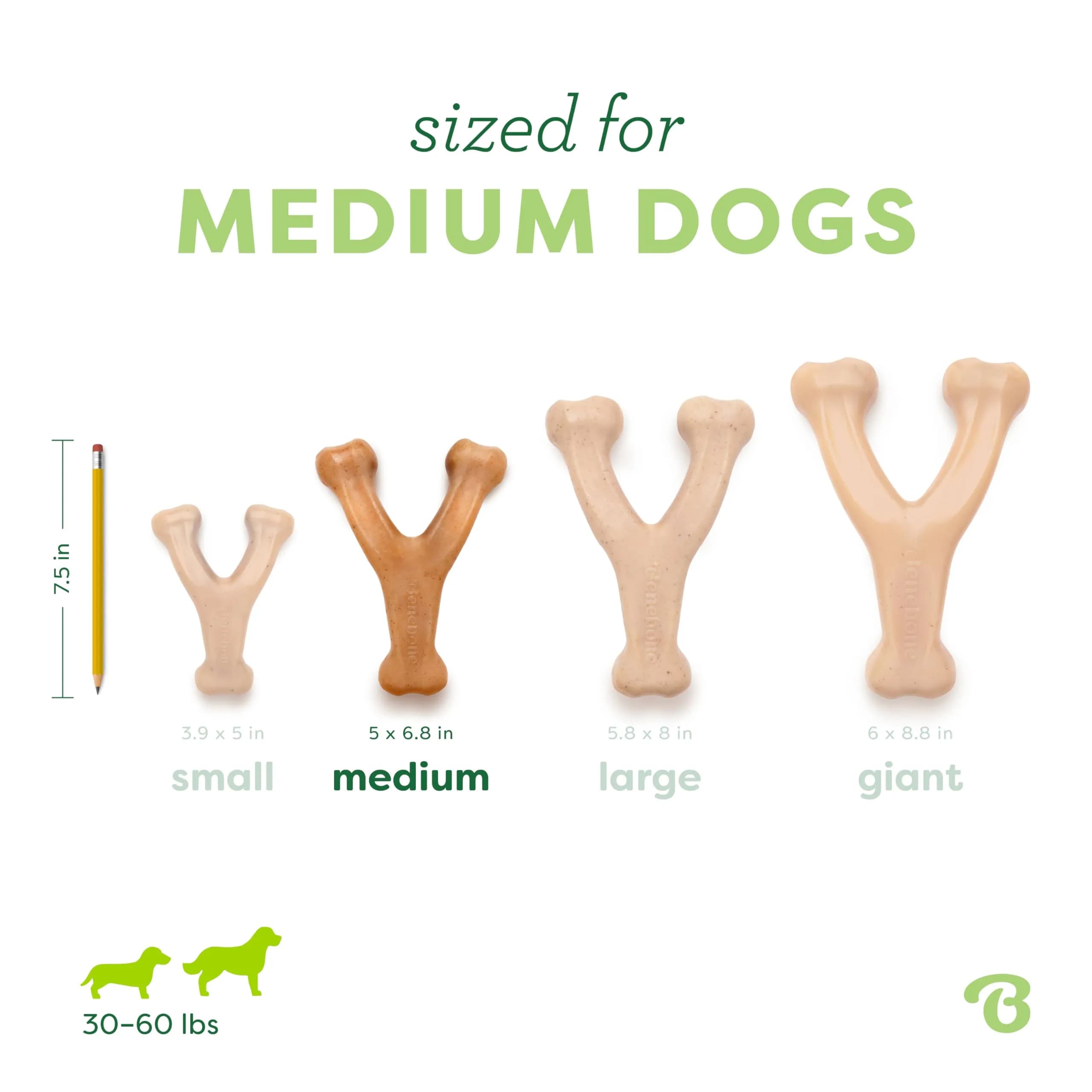 Benebone Wishbone Durable Dog Chew Toy for Aggressive Chewers, Real Chicken Flavor, Medium, 17cm (6.7in) - view 4