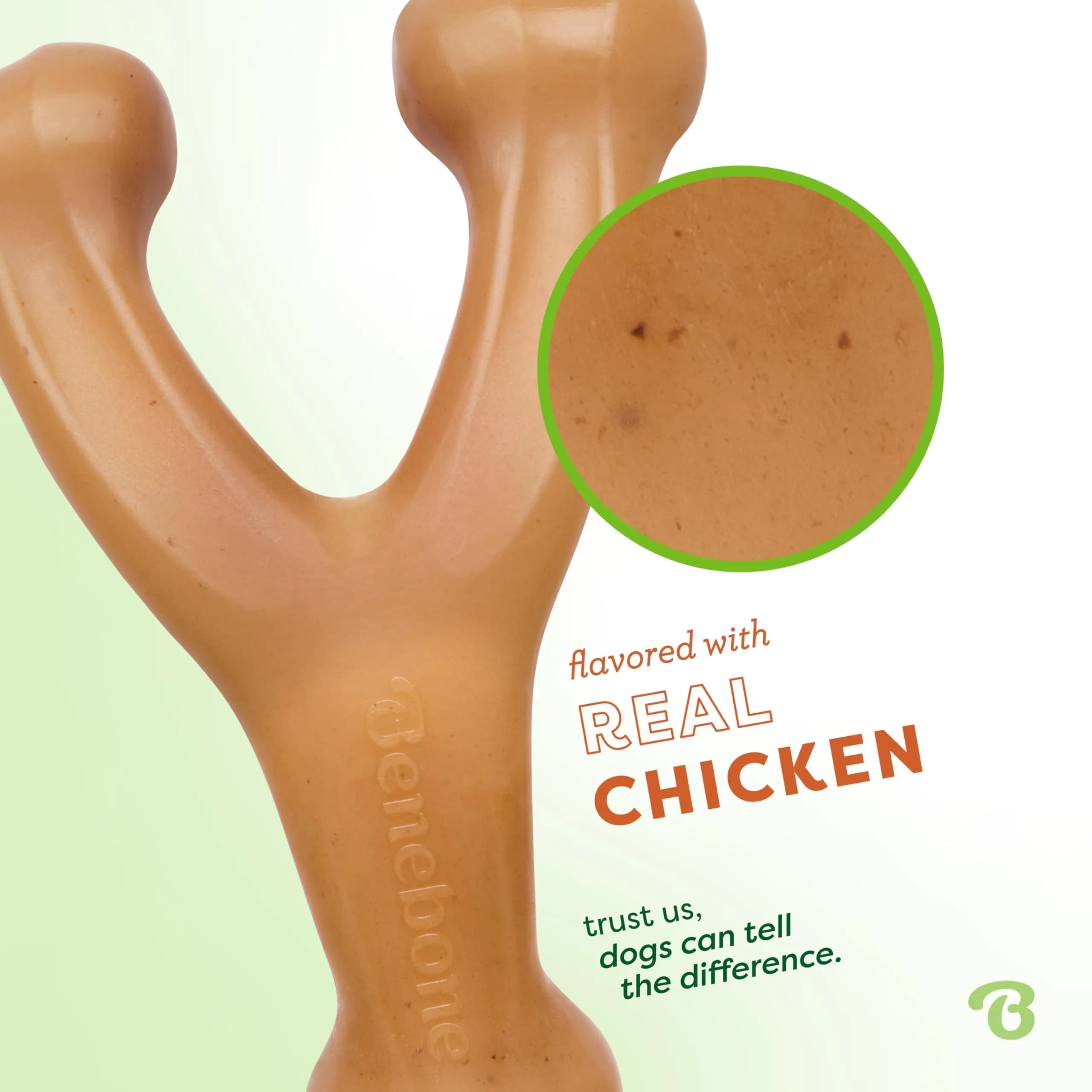 Benebone Wishbone Durable Dog Chew Toy for Aggressive Chewers, Real Chicken Flavor, Small | Tough Nylon Toy for Any Breed - view 2
