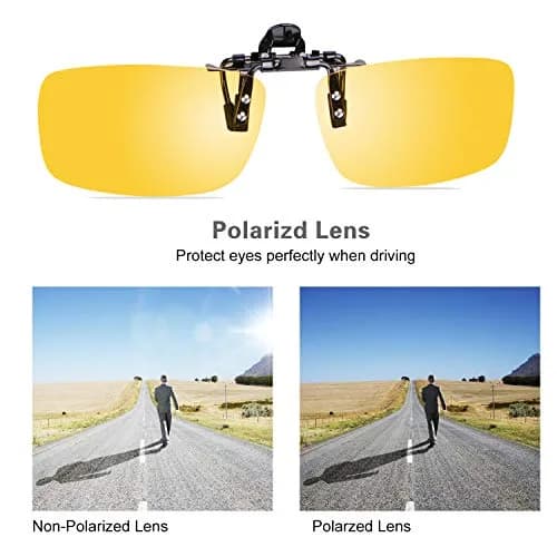 Besgoods Yellow Night Vision Polarized Clip-on Flip-up Sunglasses Glasses 60mm (2.36in) | Enhances Clarity for Night Driving thumbnail 7