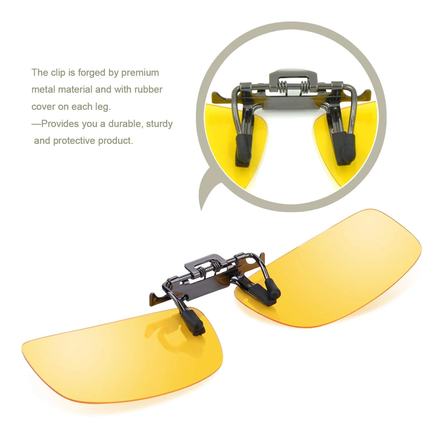 Besgoods Yellow Night Vision Polarized Clip-on Flip-up Sunglasses Glasses 60mm (2.36in) | Enhances Clarity for Night Driving - view 2
