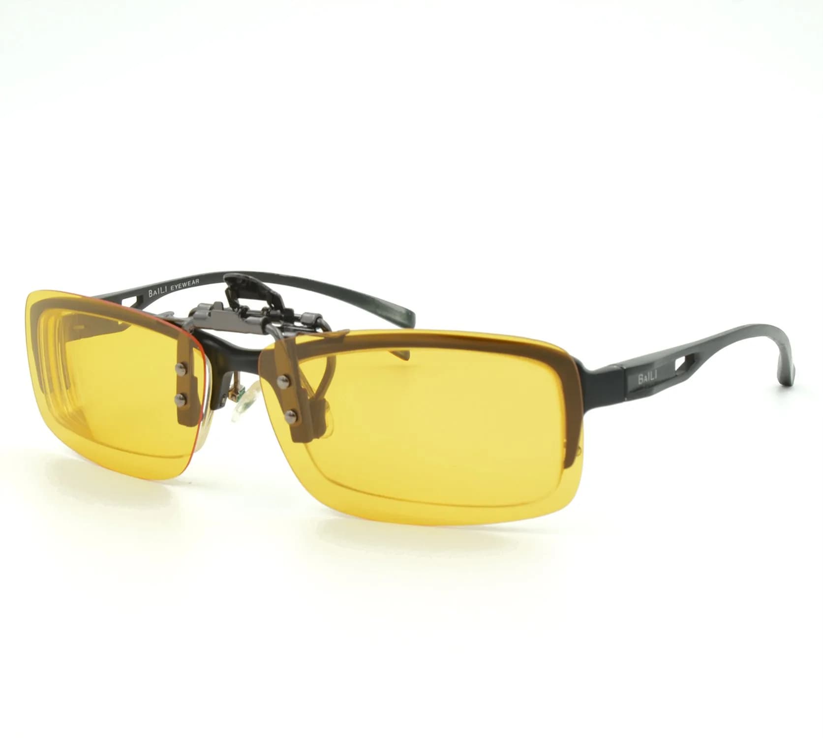 Besgoods Yellow Night Vision Polarized Clip-on Flip-up Sunglasses Glasses 60mm (2.36in) | Enhances Clarity for Night Driving - view 4