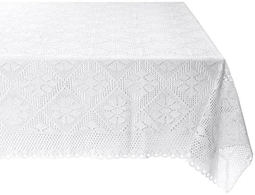 Violet Linen Stars Crochet Vintage Lace Design Tablecloth 60" x 120" | Elegant Lace Pattern, All-Season Cotton Blend (120" x 60") thumbnail 1