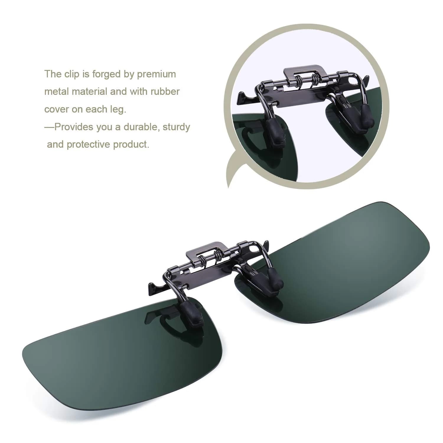 Besgoods Polarized Clip-On Flip Up Sunglasses 60mm (2.36in) | Reduce Glare for Driving & Sports - view 2