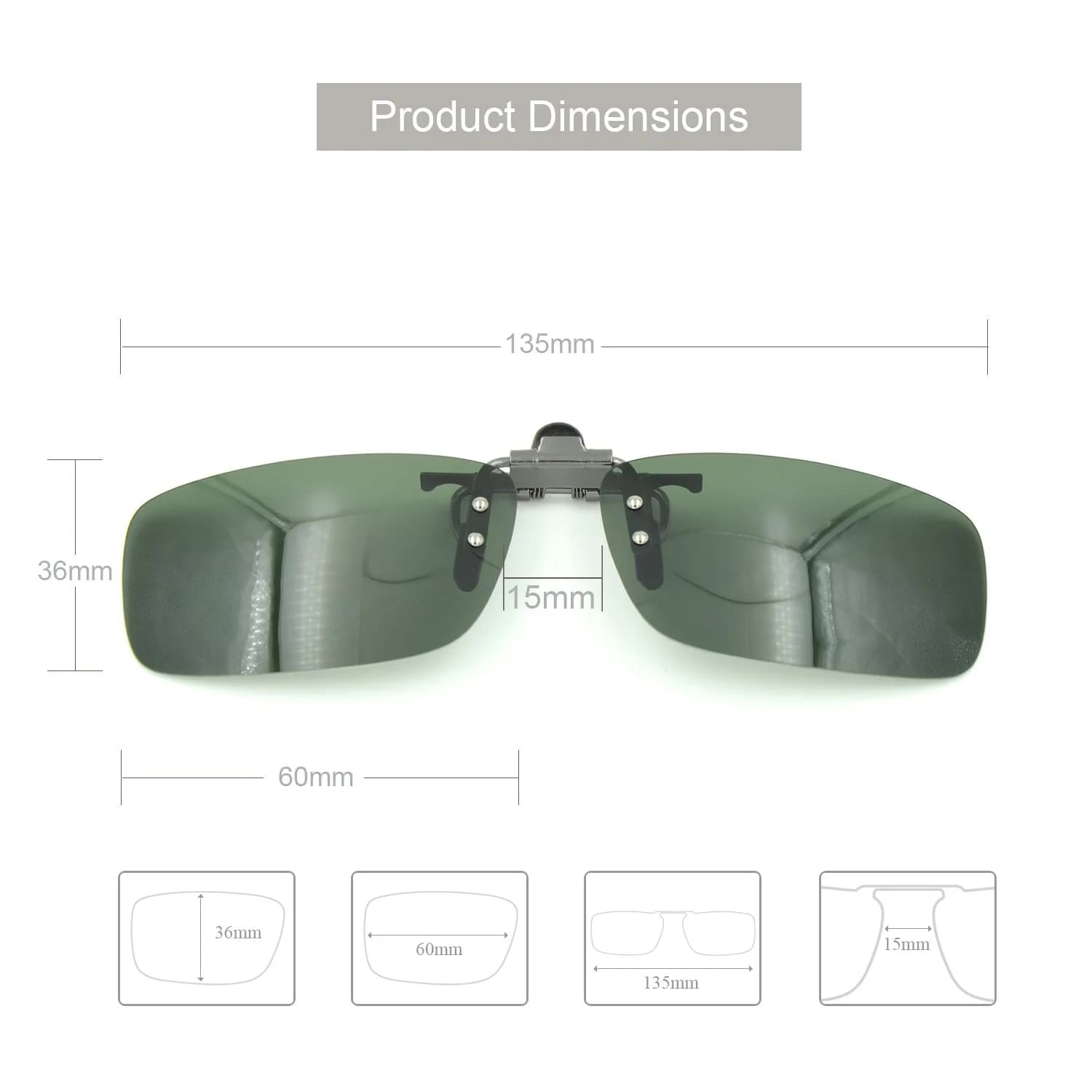 Besgoods Polarized Clip-On Flip Up Sunglasses 60mm (2.36in) | Reduce Glare for Driving & Sports - view 3