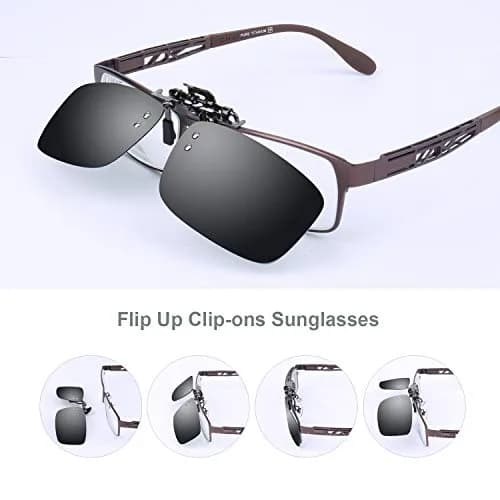 Besgoods Polarized Clip-On Sunglasses for Prescription Glasses, Black | Flip-Up UV400 Protection thumbnail 6