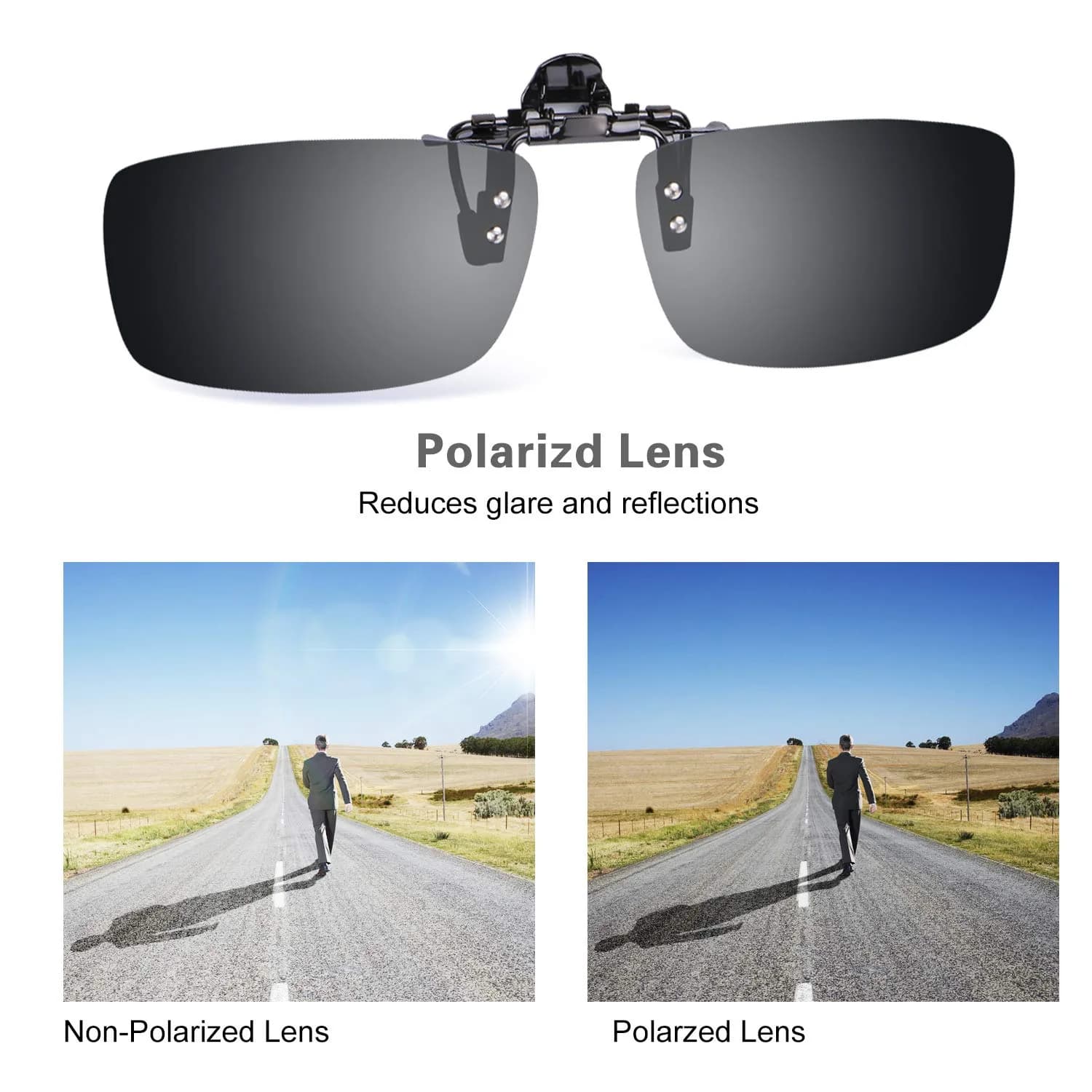 Besgoods Polarized Clip-On Sunglasses for Prescription Glasses, Black | Flip-Up UV400 Protection - view 7