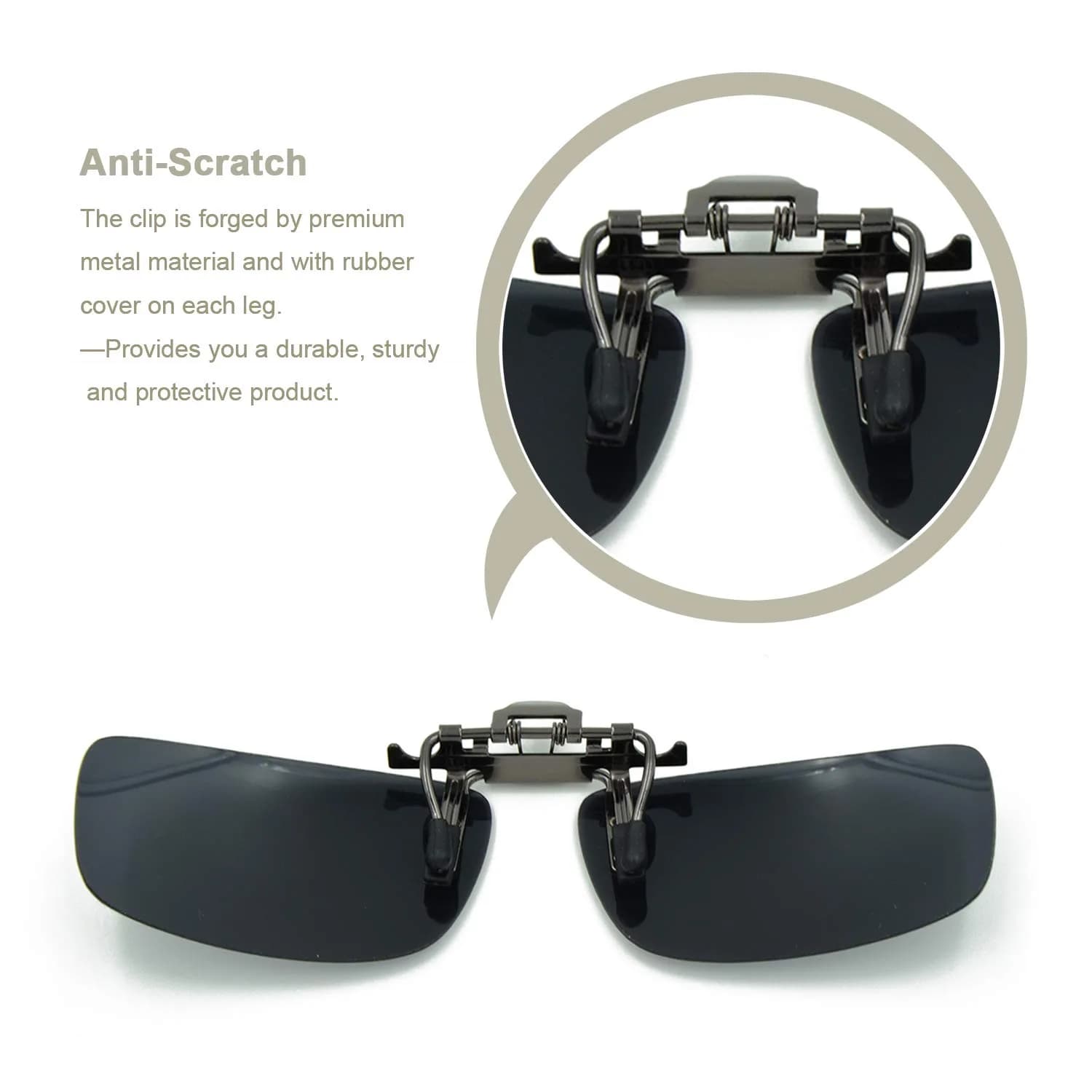 Besgoods Polarized Clip-On Sunglasses for Prescription Glasses, Black | Flip-Up UV400 Protection - view 2