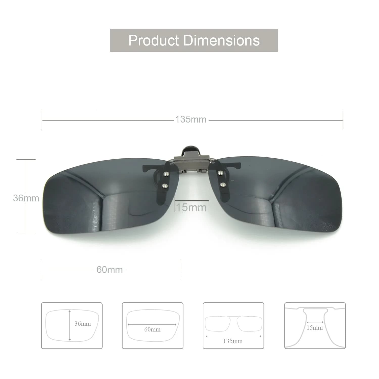 Besgoods Polarized Clip-On Sunglasses for Prescription Glasses, Black | Flip-Up UV400 Protection - view 3