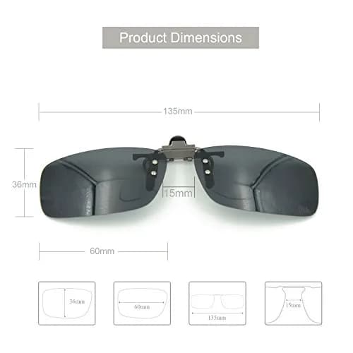 Besgoods Polarized Clip-On Sunglasses for Prescription Glasses, Black | Flip-Up UV400 Protection thumbnail 3