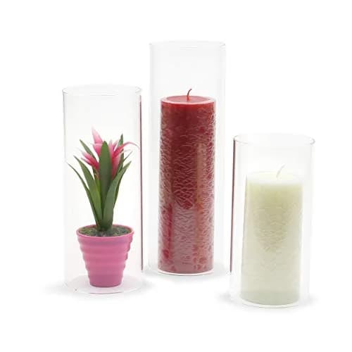 WGVI Hurricane Candle Holder Sleeve, Wide 4" x 8"H | Clear Glass Cylinder, Open Ended, Chimney Tube thumbnail 7