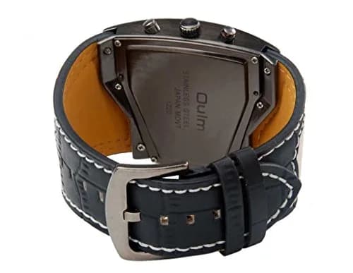 ShoppeWatch Dual Time Analog Quartz Watch 54mm (2.13 inch) | White Leather Band thumbnail 2