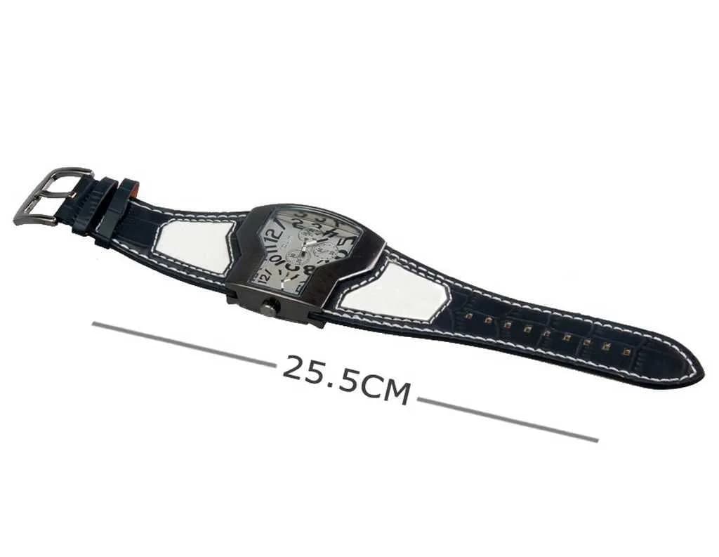 ShoppeWatch Dual Time Analog Quartz Watch 54mm (2.13 inch) | White Leather Band - view 3