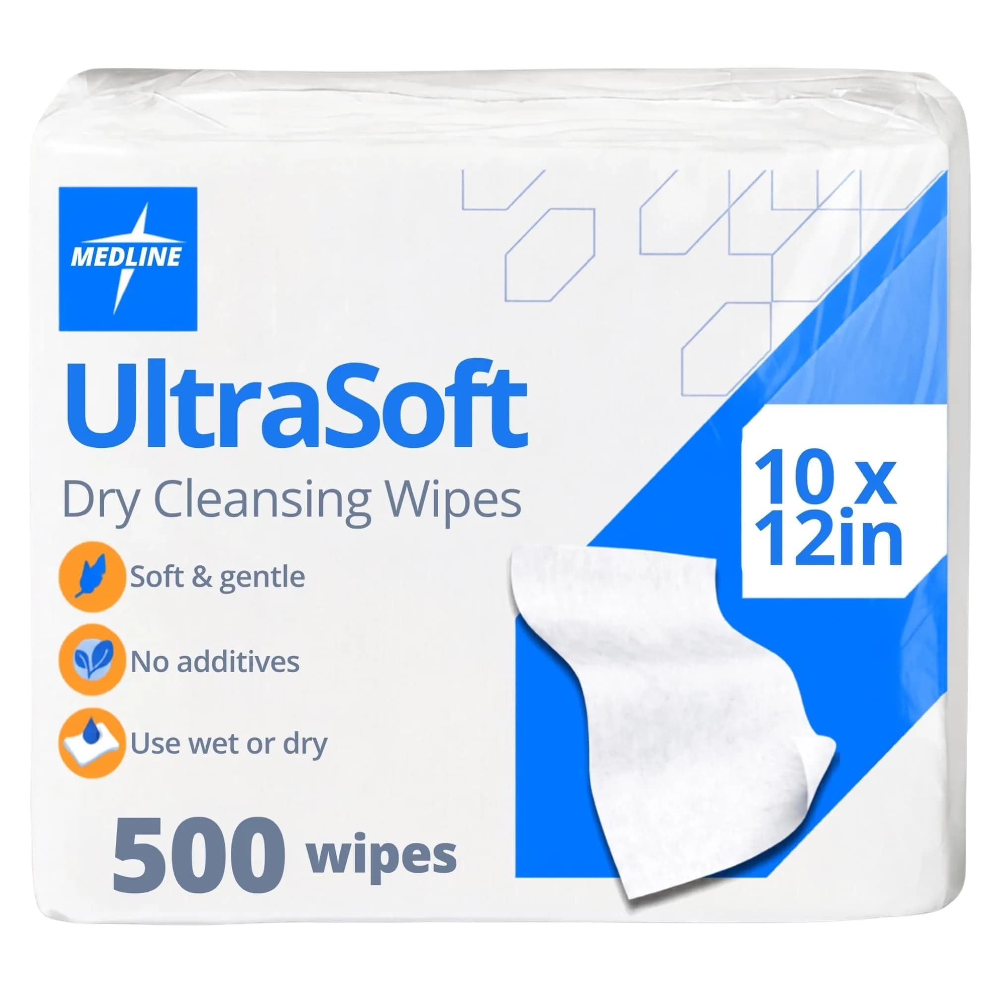 Medline Ultrasoft Dry Baby Wipes 500 Count | Gentle Disposable Cloths for Sensitive Skin - main product image