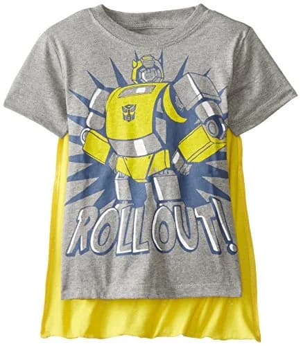Transformers Little Boys' Bumblebee Roll Out Cape Tee, Grey, 2T | Officially Licensed Superhero Tee thumbnail 1