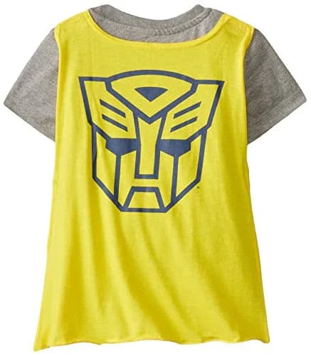 Transformers Little Boys' Bumblebee Roll Out Cape Tee, Grey, 2T | Officially Licensed Superhero Tee thumbnail 2