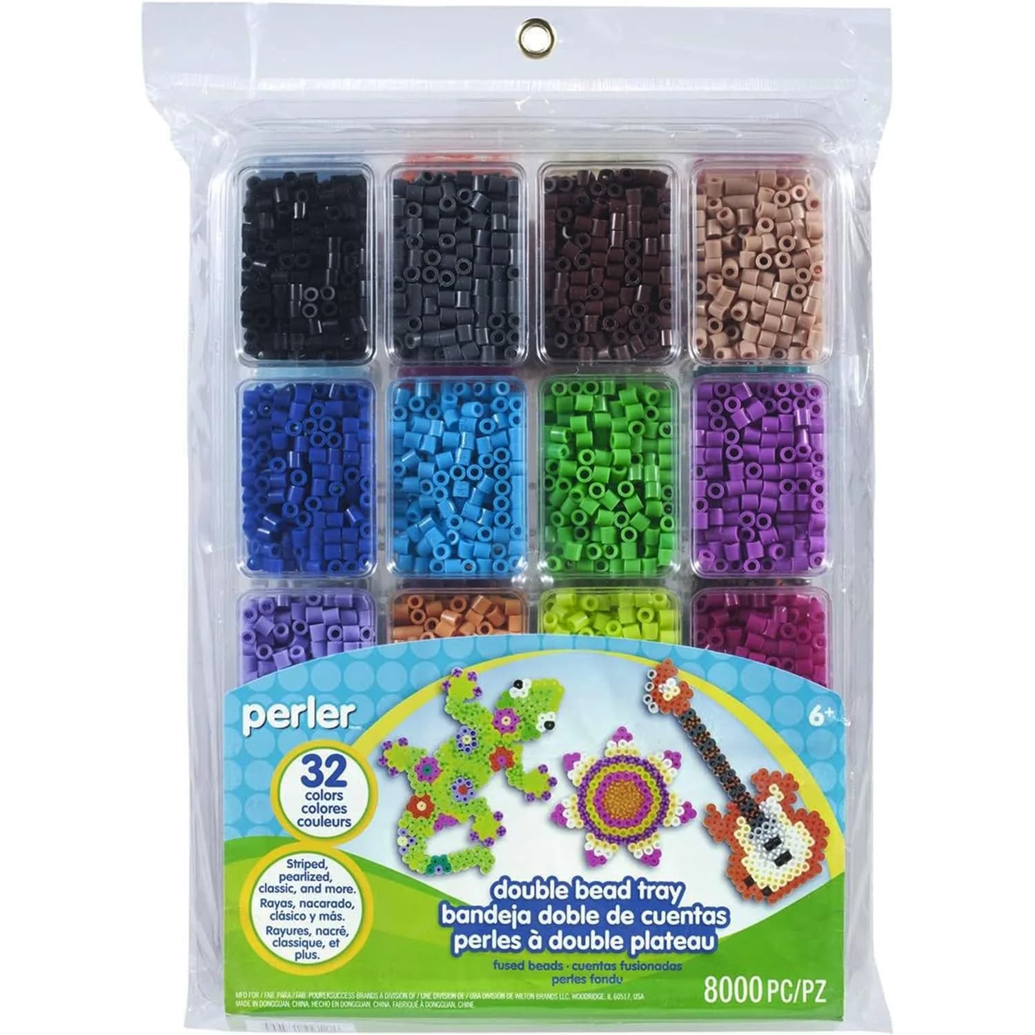 Perler Bead Tray with 8000 Fuse Beads in 32 Colors | Large Organizer Set