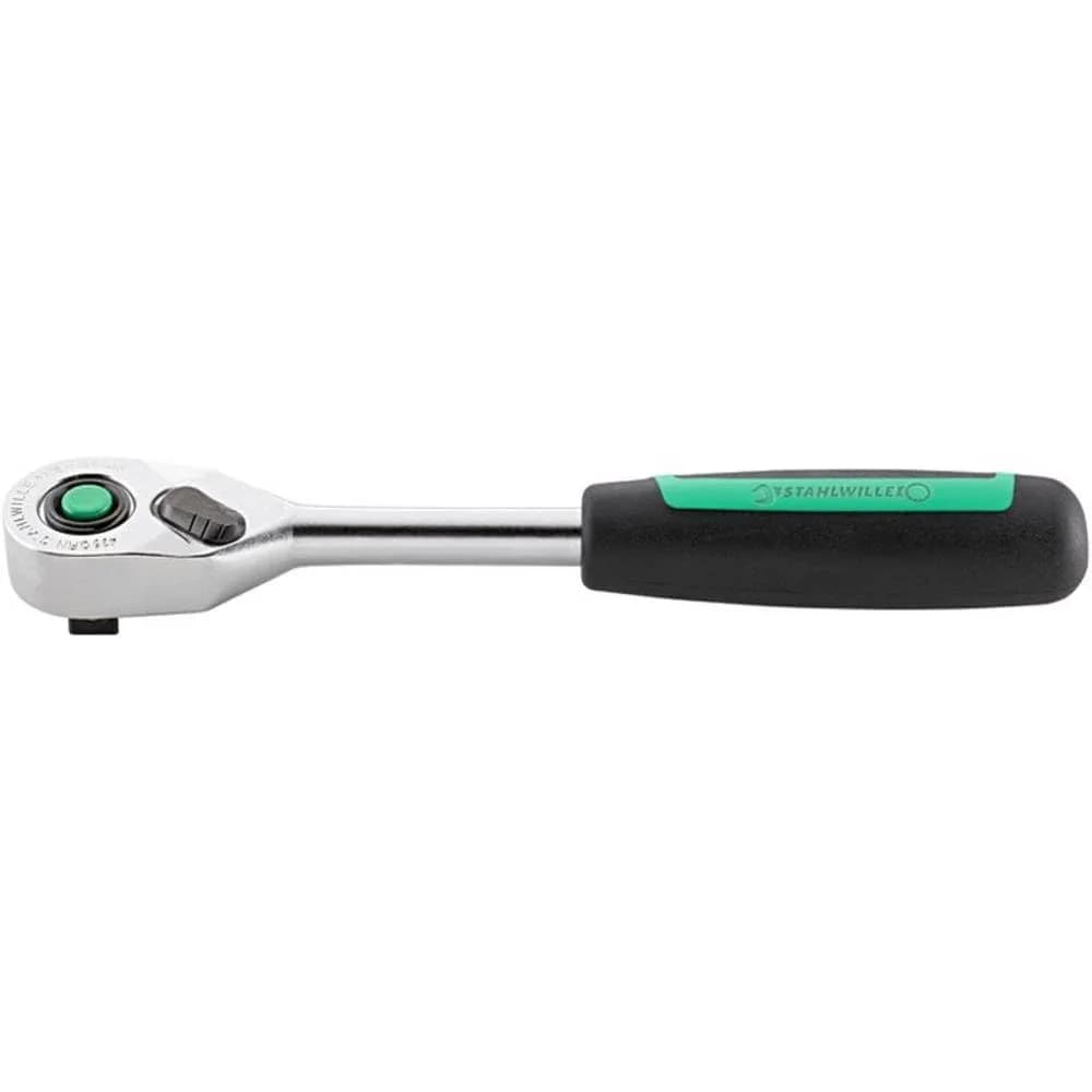 Stahlwille 12111020 QuickRelease Reversible Ratchet No. 435QR N, Fine Tooth, 80 Teeth, 194mm, Made in Germany — Silver