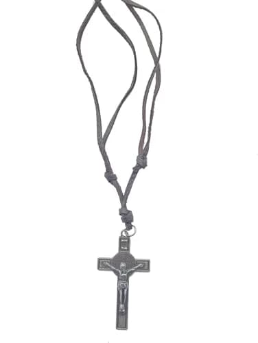 jonline24h Jesus Crucifixion Cross Pendant Necklace Leather Cord | Vintage Style Religious Jewelry thumbnail 2