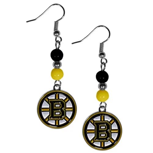 Siskiyou Boston Bruins Fan Bead Dangle Earrings One Size | Team Color, Black thumbnail 1