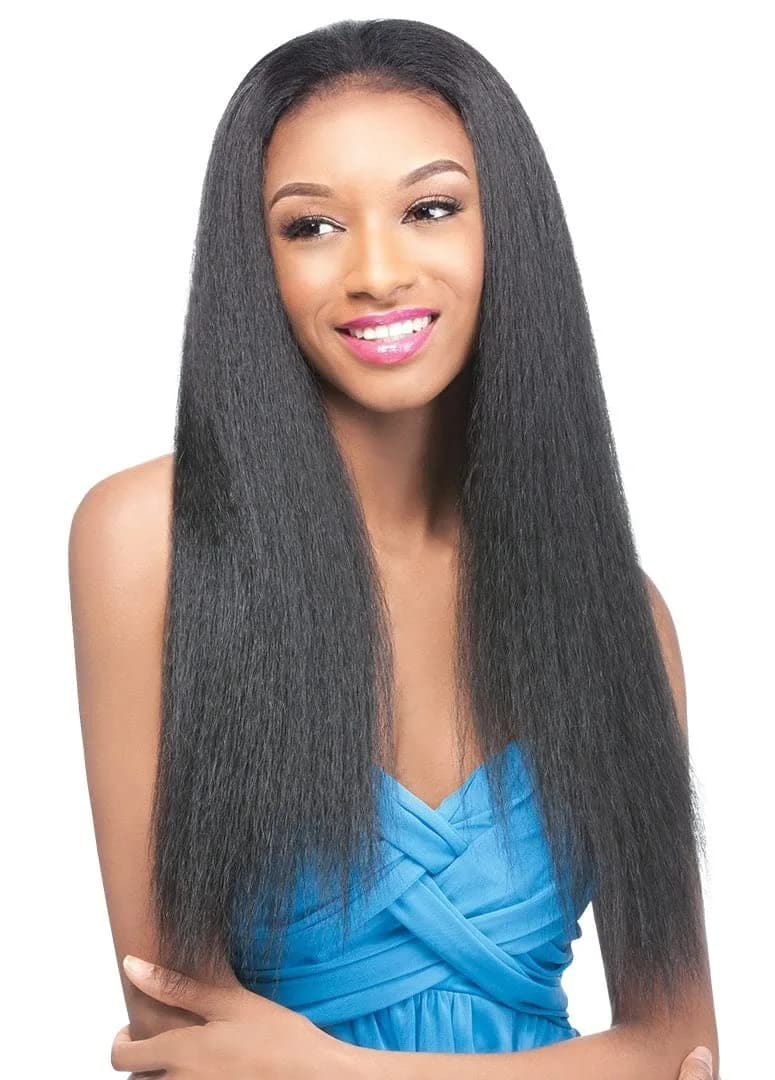 Outre ANNIE 4 (Medium Brown) - Synthetic Half Wig, 22 Inches, Yaki Straight | Natural Look & Easy Style — 4 Medium Brown
