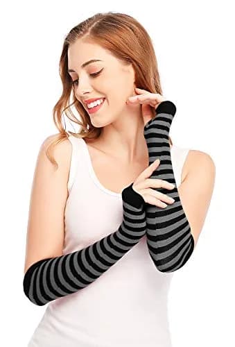 Bienvenu Punk Gothic Rock Arm Sleeve 14"x 3.5" | Fingerless, Acrylic, Black Grey thumbnail 1