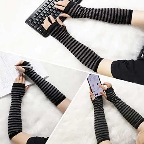Bienvenu Punk Gothic Rock Arm Sleeve 14"x 3.5" | Fingerless, Acrylic, Black Grey thumbnail 5