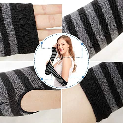Bienvenu Punk Gothic Rock Arm Sleeve 14"x 3.5" | Fingerless, Acrylic, Black Grey thumbnail 6