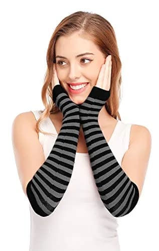 Bienvenu Punk Gothic Rock Arm Sleeve 14"x 3.5" | Fingerless, Acrylic, Black Grey thumbnail 3