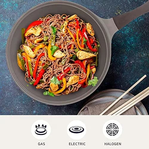 Neoflam Eela 12'' Non Stick Chef's Wok with Glass Lid | PFOA-Free Ceramic Coating, Lightweight & Durable thumbnail 4