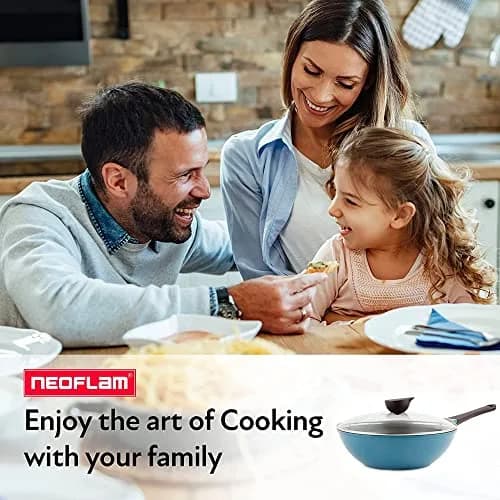 Neoflam Eela 12'' Non Stick Chef's Wok with Glass Lid | PFOA-Free Ceramic Coating, Lightweight & Durable thumbnail 5