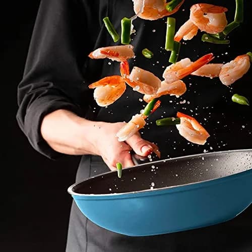 Neoflam Eela 12'' Non Stick Chef's Wok with Glass Lid | PFOA-Free Ceramic Coating, Lightweight & Durable thumbnail 6