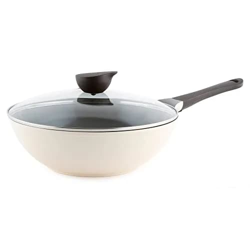 Neoflam Eela 12'' Non Stick Chef's Wok with Glass Lid | PFOA-Free Ceramic Coating, Lightweight & Durable thumbnail 1