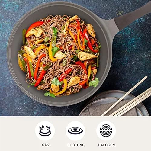 Neoflam Eela 12'' Non Stick Chef's Wok with Glass Lid | PFOA-Free Ceramic Coating, Lightweight & Durable thumbnail 5