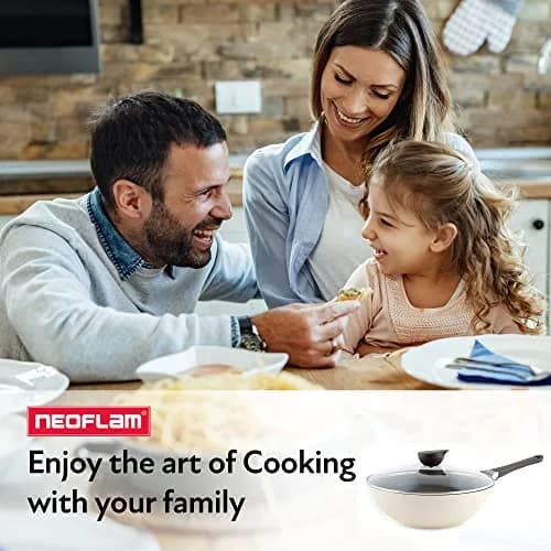 Neoflam Eela 12'' Non Stick Chef's Wok with Glass Lid | PFOA-Free Ceramic Coating, Lightweight & Durable thumbnail 6