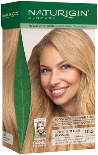 Naturigin Permanent Hair Color 10.3 Light Golden Blonde | Ammonia-Free, 100% Gray Coverage, Nourishing Formula (70-120 chars) thumbnail 1