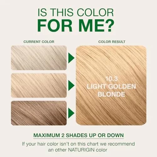 Naturigin Permanent Hair Color 10.3 Light Golden Blonde | Ammonia-Free, 100% Gray Coverage, Nourishing Formula (70-120 chars) thumbnail 4