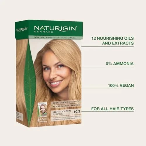 Naturigin Permanent Hair Color 10.3 Light Golden Blonde | Ammonia-Free, 100% Gray Coverage, Nourishing Formula (70-120 chars) thumbnail 2