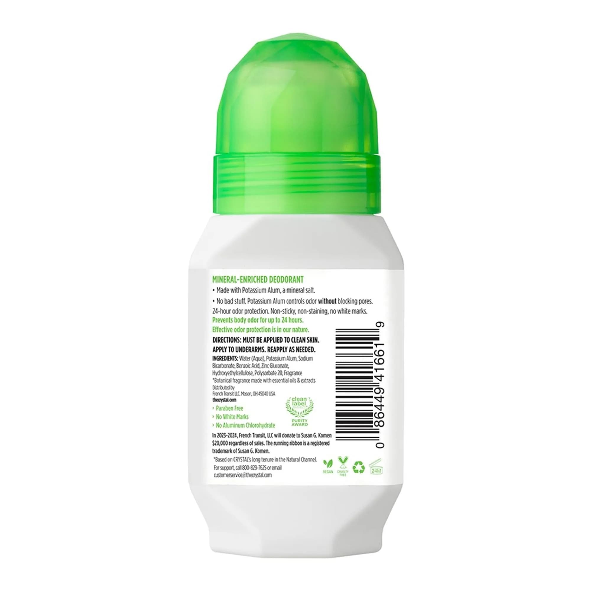 Crystal Essence Vanilla Jasmine Mineral Deodorant Roll-On 66.5ml (2.25 fl oz) | Natural Odor Protection - view 2