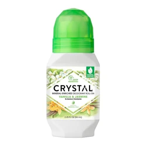 Crystal Essence Mineral Deodorant Roll-On Chamomile & Green Tea 6.75 Fl Oz (200ml) | 24-Hour Odor Protection — Vanilla Jasmine