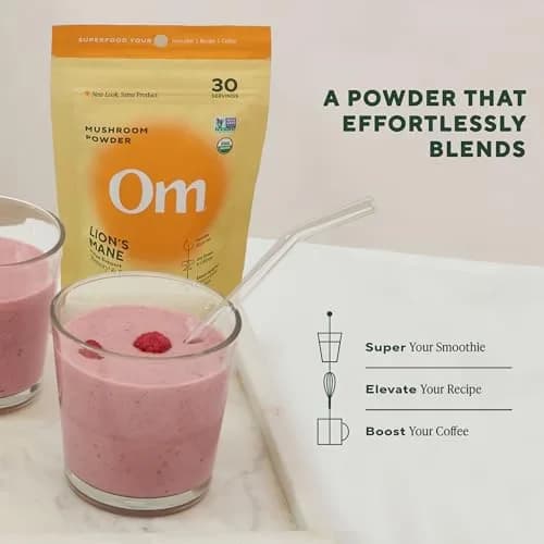 OM Mushroom Superfood Organic Lion's Mane Mushroom Powder 100g (3.5 oz) | Nootropic for Focus & Memory thumbnail 5