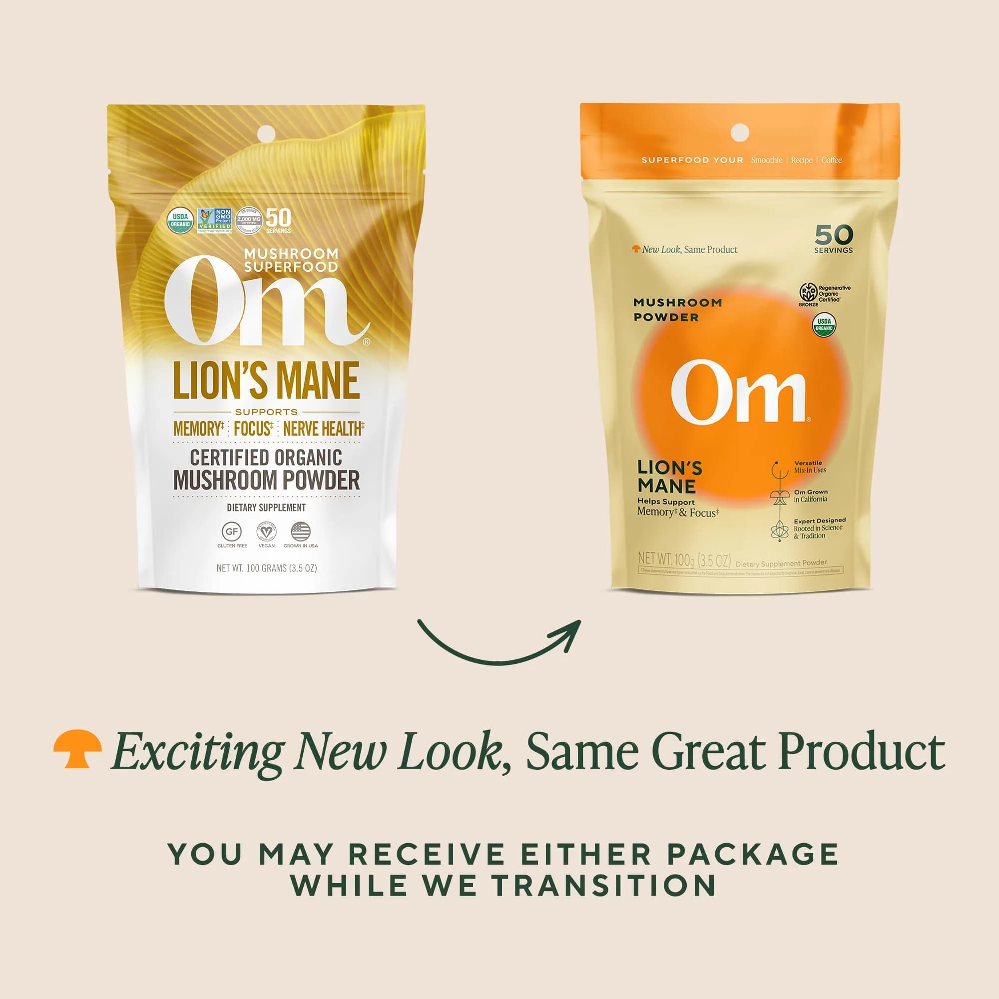 OM Mushroom Superfood Organic Lion's Mane Mushroom Powder 100g (3.5 oz) | Nootropic for Focus & Memory - view 6