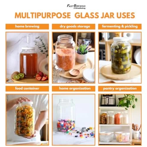FastRack 1 Gallon Glass Jar with Lid | Wide Mouth Food Storage Container thumbnail 4