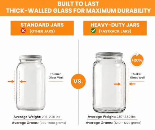 FastRack 1 Gallon Glass Jar with Lid | Wide Mouth Food Storage Container thumbnail 5