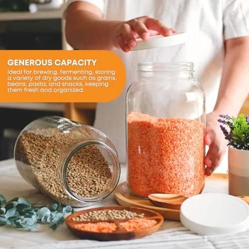 FastRack 1 Gallon Glass Jar with Lid | Wide Mouth Food Storage Container thumbnail 2