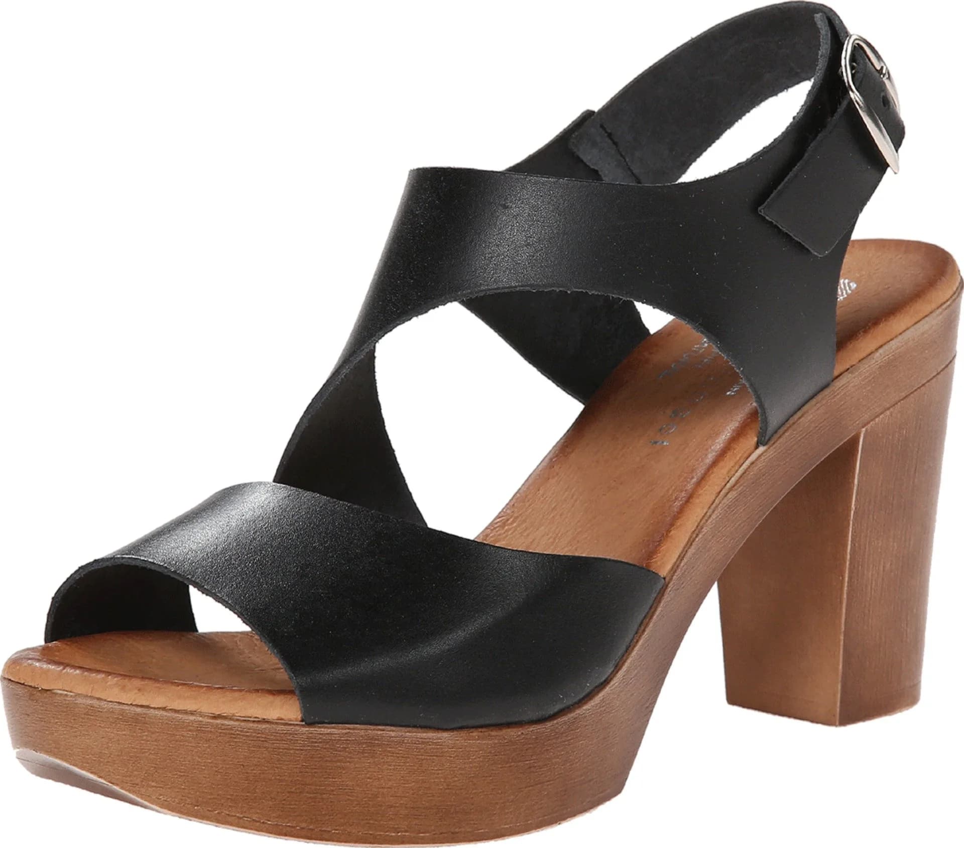 Eric Michael Ginger Black EU 36 | 3-1/2" Heel, Leather, Casual Women’s Sandal — Black / 5.5-6