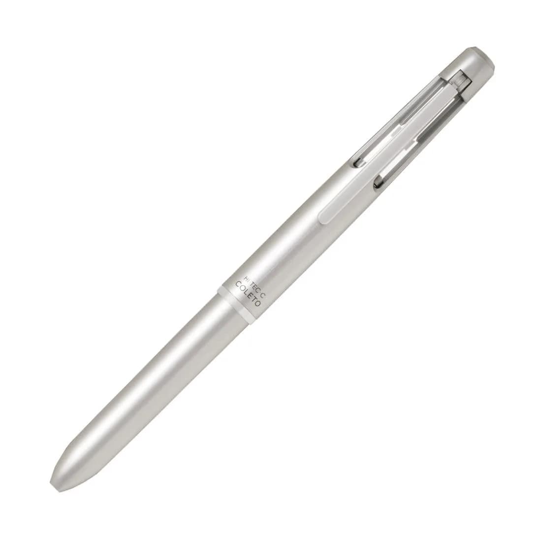 Pilot Multi-Pen Body, Hi-Tec-C Coleto 1000, Silver Body (LHKC-1SC-S) | Customizable Multi Pen with 15 Colors — Silver